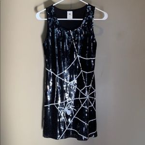 Halloween Sequin Spiderweb Mini Dress